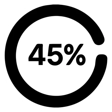 A loading icon in a black filled icon style, with a percentage. sticker