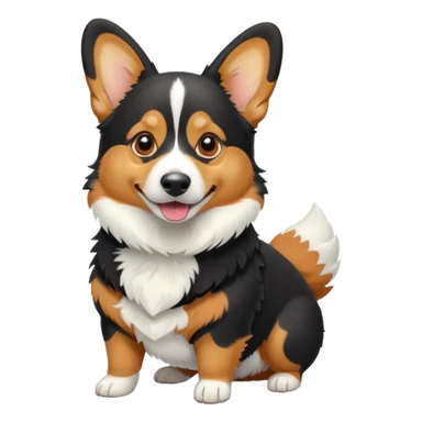 black tricolor corgi with no tail in snow sticker