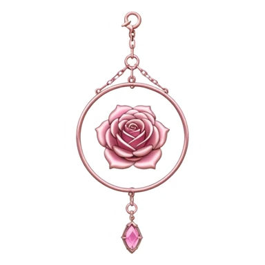 Rose-pink-metal-chained romantic delicate fine pretty suncatcher  sticker