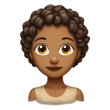 una chica con el pelo negro, rizado un poco largo, la piel casi color cartón claro y ojos café claro  sticker