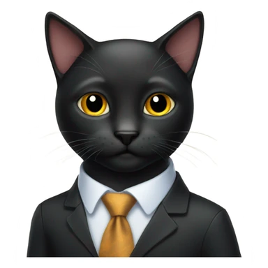 Black cat wearing with a tie sticker
