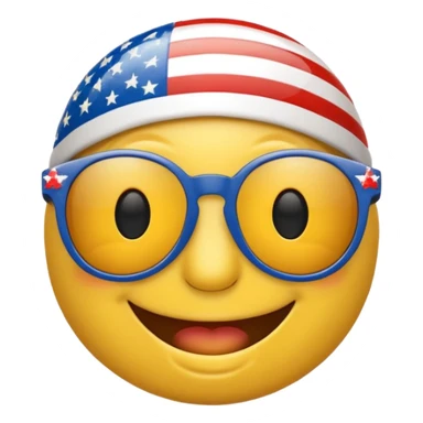 Smiley emoji wearing 4th of July sunglasses  sticker