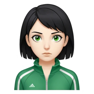 Kang Sae-byeok, Age: Early 20s
Appearance: A thin, pale woman with short, choppy black hair and deep, intense eyes.
Outfit: Green player tracksuit sticker