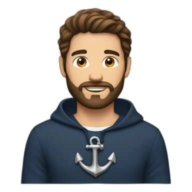 Brown hair man with anchor beard sticker