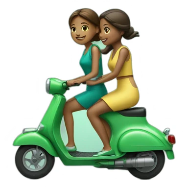 2 girls on a green scooter sticker