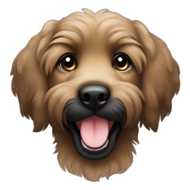 bouvier fawn brown and black big puppy face very long hair smiling dark short ears sticker