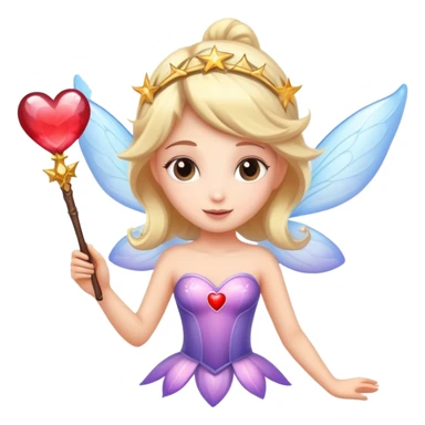 Flying fairy with magical wand with heart sticker