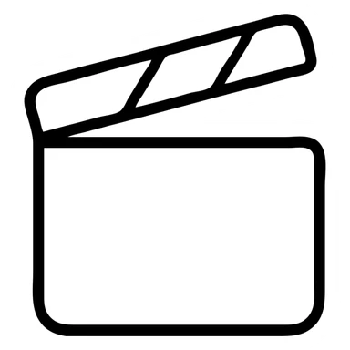 Ultra simplified movie clapper board with two simple rectangles and a diagonal line sticker