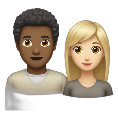 couple (1st asian woman with blonde bangs and dark hair with brown eyes 2nd black man with afro hair and brown eyes) sticker
