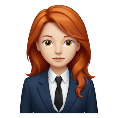 long red haired woman with tie, t-shirt and blazer sticker