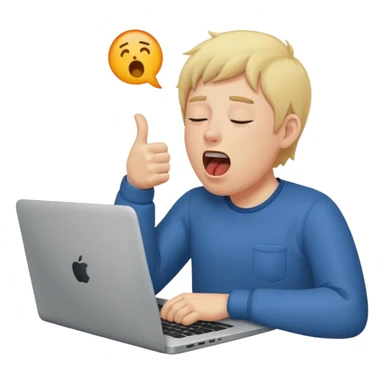Create a 5 Emojis of my day and write a sentence about it... I am A Man...and i am techie and being tired and sleepy with a Laptop in front... sticker
