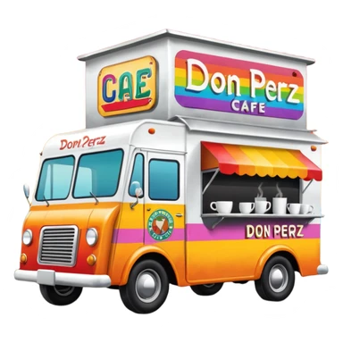 coffee truck with don perez cafe sign sticker