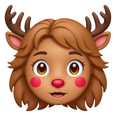 Rudolph cute face emoji for slack simple with hair sticker