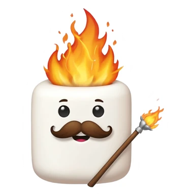 marshmallow on fire with mustache, just marshmallow sticker