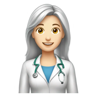 Crea un avatar de medio cuerpo de una nutricionista rubia con ojos grandes y de color gris, cara fina, pelo largo, empieza por ahí y vamos refinando el resultado  sticker