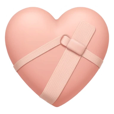 A minimalist pastel illustration of a heart with a small bandage, inspired by the ❤️‍🩹 emoji. Soft pastel colors — dusty pink, blush, baby peach, and cream tones. Gentle lighting, smooth gradients, and a calm, soothing aesthetic. Flat vector style on a light neutral background. sticker