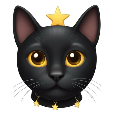 Black cat with a star collar  sticker