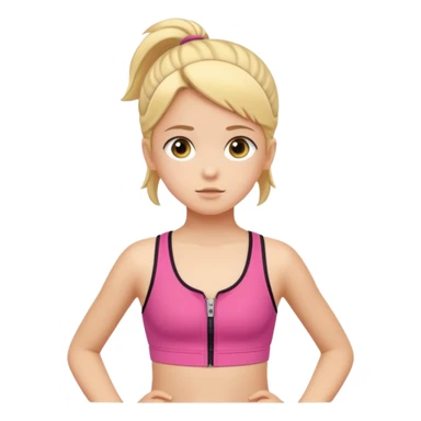 prepubescent flat-chested child girl in a zipper sports bra sticker