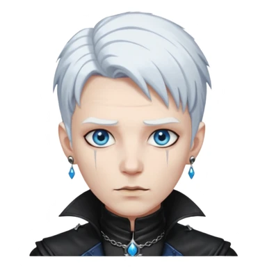 necromancer with black leather outfit white hair sticker