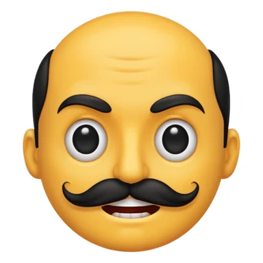 Create a Chinese smile emoji. Use the regular smile emoji and update its looks accordingly. the smile should contain an evil smile with a long Chinese like mustache sticker