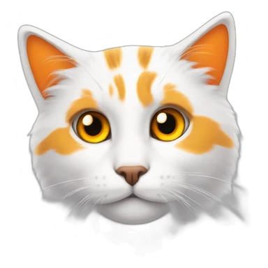hazme un gato blanco peludo con manchas naranja, ojos amarillos sticker