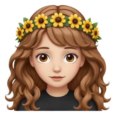 aesthetic white girl with light brown long wavy hair and brown eyes sticker