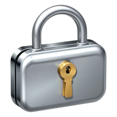 A chrome silver lock and key emoji, smooth metallic surfaces, glossy reflections, luxury swag vibe, minimal iOS emoji style, centered on clean white background sticker