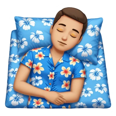 Guy wearing blue Hawaiian shirt sleeping sticker