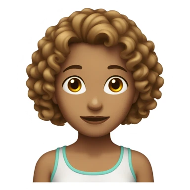 A girl with  curly long  hair brown face without body sticker