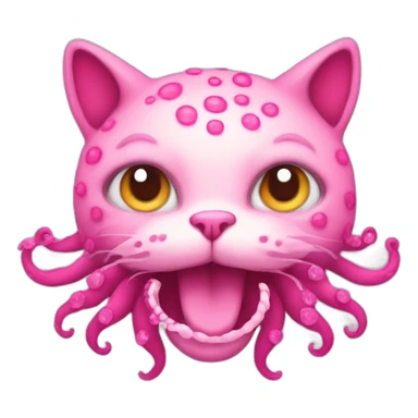 Head of pink cat with Octopus Tentacles and pink sparkly eyes sticker
