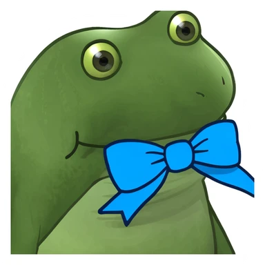 peach with a blue bow sticker