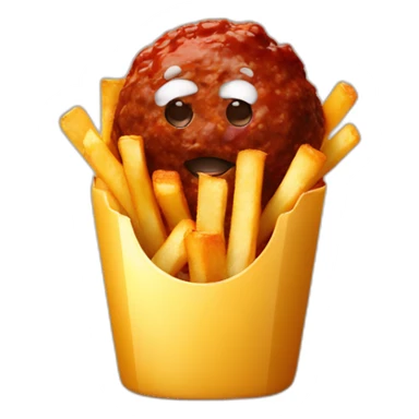 meatballs brown sauce and fries sticker