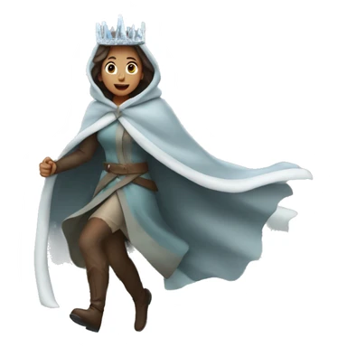 a woman running wearing Icicle Crown and Winter Cloak sticker