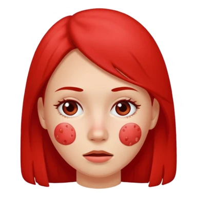 woman with red acne face sticker