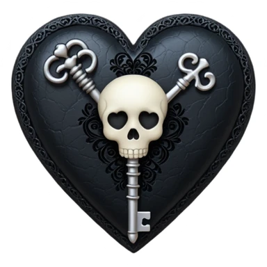 goth heart with a black lace skeleton key sticker