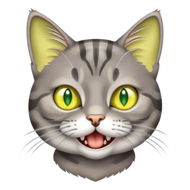 Gray tabby cat with big green-yellow eyes meowing  sticker