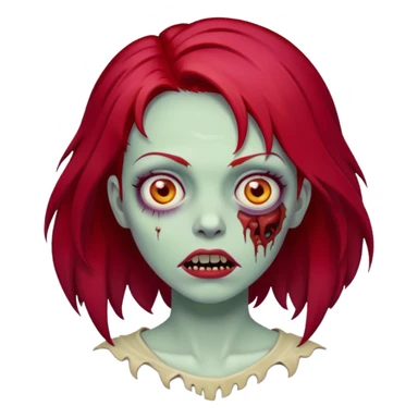 Zombie emoji woman with cherry red hair sticker