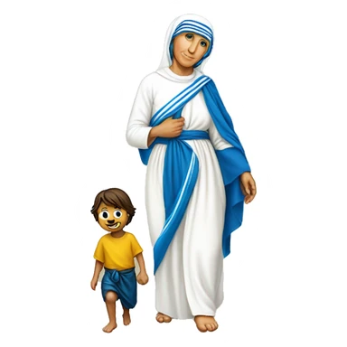 Mother Teresa and Virgin Mary are with us
Barefoot, as if on a blade, walked on the ground sticker