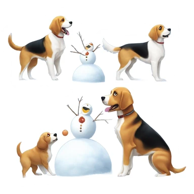 Two dogs  building a snowman sticker