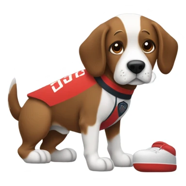 Reggie Dunlop with a dog sticker