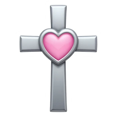 Latin Cross + Pink heart sticker