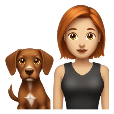 Femme rousse aux cheveux long avec son chien noir et marron sticker