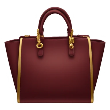 Dark red handbag with gold sticker