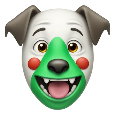 elon musk with a clown face and green nose with a dollar sign on it and puppy dog tongue and ears like an egirl sticker