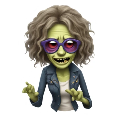  janis joplin zombie with her famous glasses on, dancing sticker