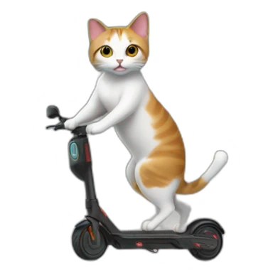 cat using an electric scooter on shrums sticker
