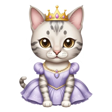 White and grey bengal cat wearing a princess dress  sticker
