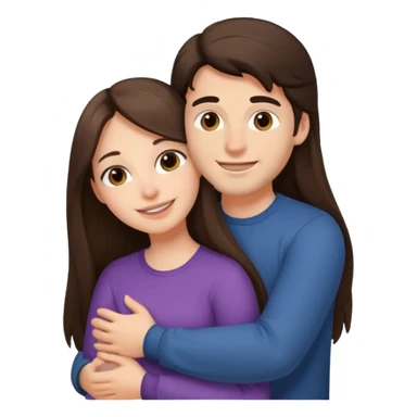 A happy boyfriend and girlfriend hug. She is brunette sexy with long hair  sticker