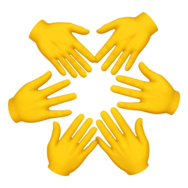 3 yellow hands face down in a circle about to say hurrah sticker