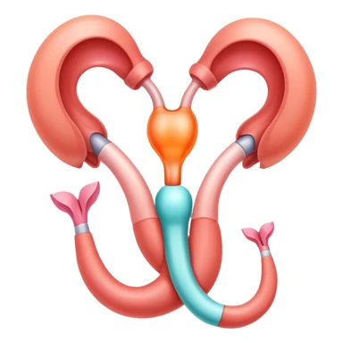 A symbolic female reproductive system with ovaries and uterus, abstract medical illustration sticker